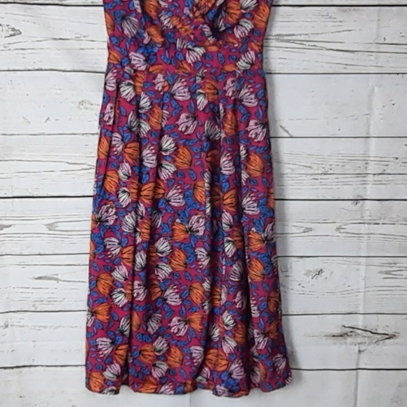 Modcloth pink orange blue floral print dress - Picture 2 of 6